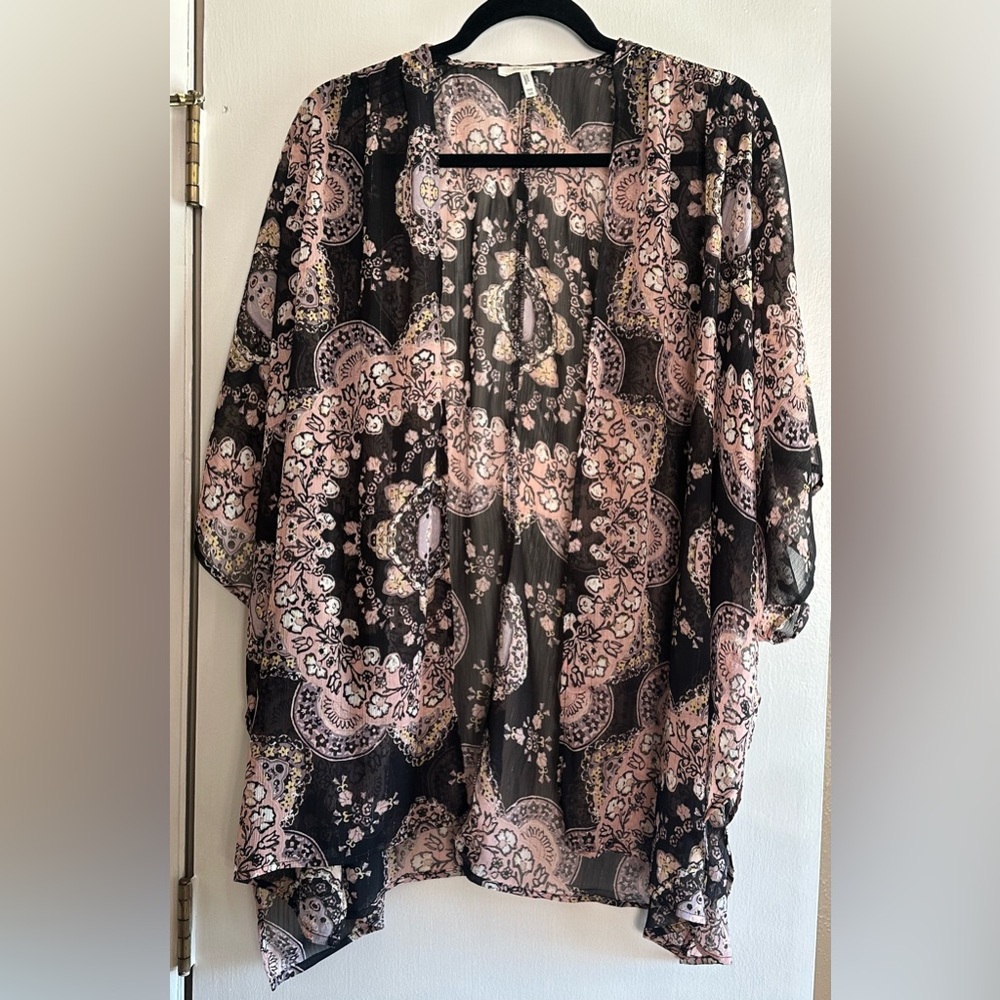 Maurices Boho Paisley Kimono Cardigan Sheer Festival Duster OS